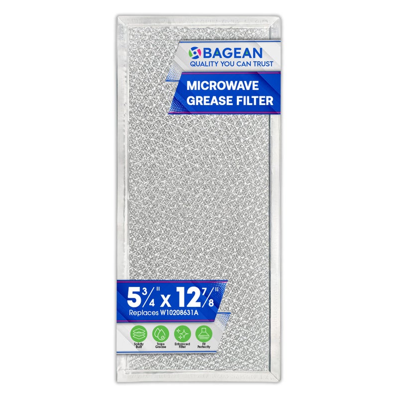 Bagean Microwave Filter Replacement 5.78"" x 12.91"" Fits W10208631A Whirlpool Microwave Filter - Aluminum Mesh Screen Grease Filter - Freshens and Filters Kitchen Air in Over the Range Oven Vent Fan - Image 1